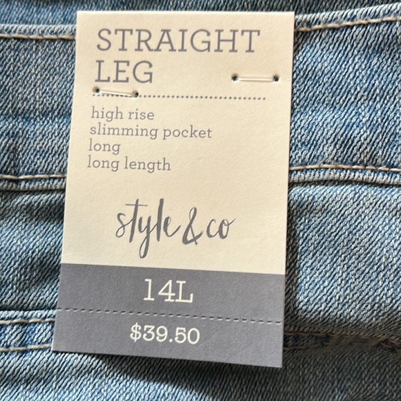 Straight Leg high rise slimming pocket long length jeans - Picture 5 of 6